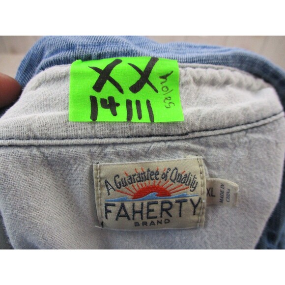 Faherty Polo Shirt Mens Extra Large XL Blue Indigo Dyed Cotton Short Sleeve * - Picture 12 of 12